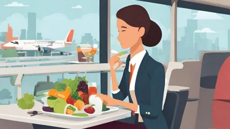 how to eat healthy when traveling for work